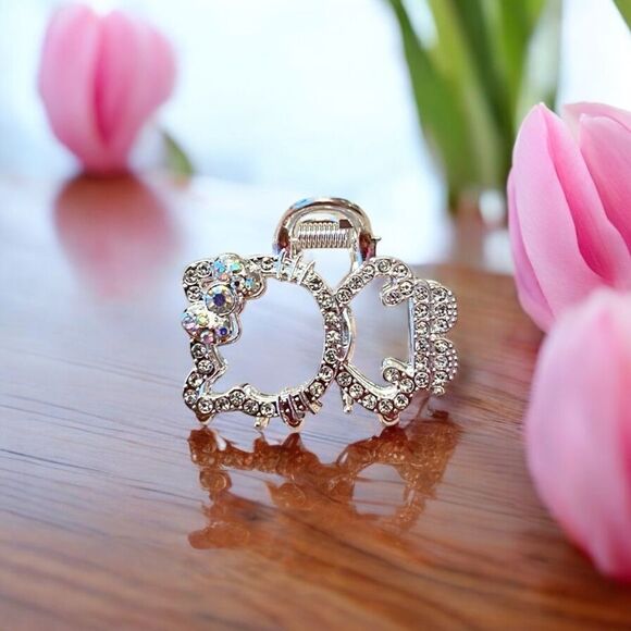 ⭐️3/$25⭐️ Hello Kitty White Rhinestone Silver Tone Hair Claw NWT - Picture 3 of 3